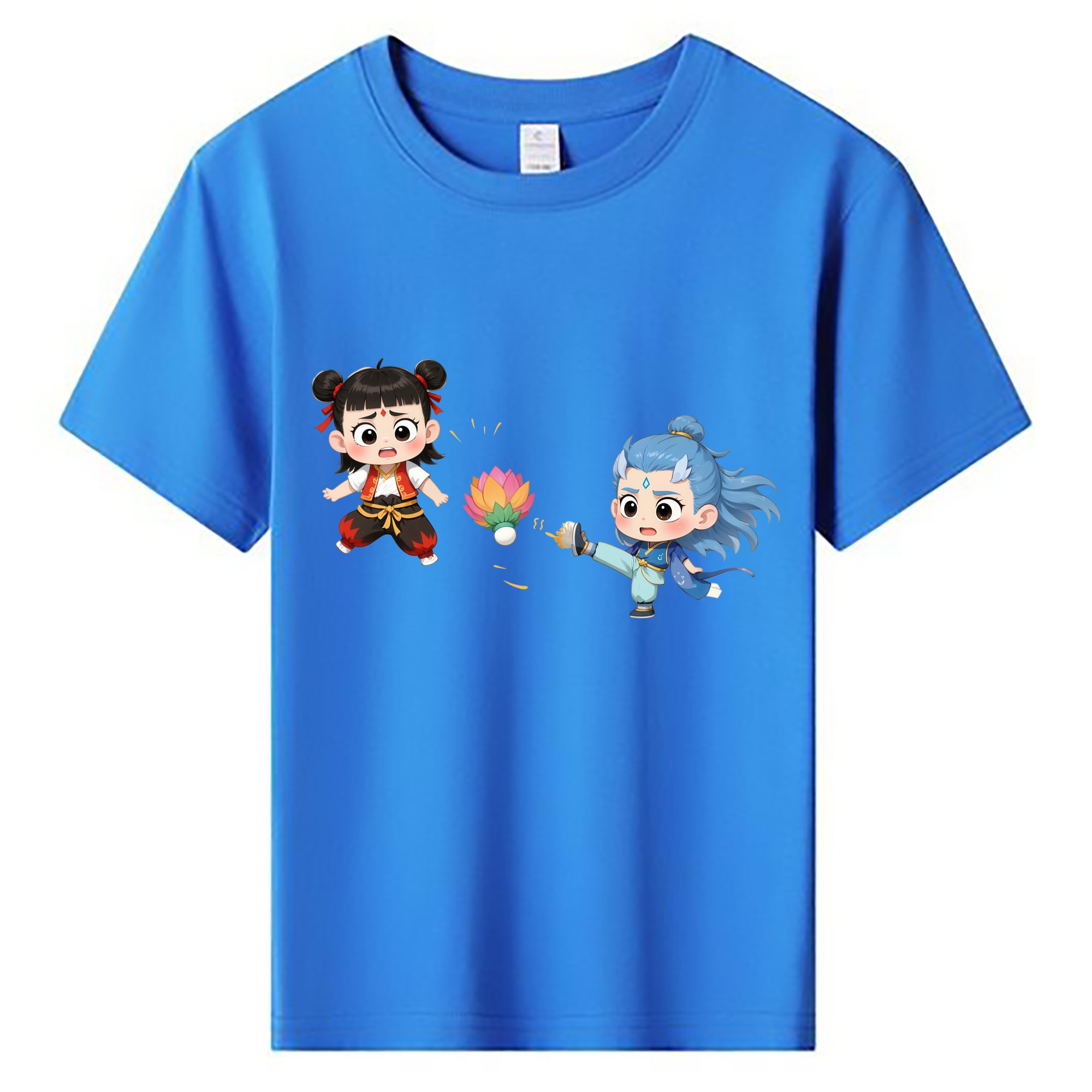 （画像用） Ne Zha 2 ナタ 魔童の大暴れ 綿100％キッズTシャツ（フロントプリント）